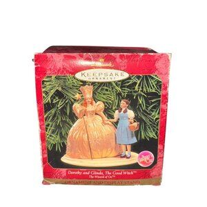 Dorothy & Glinda The Good Witch Ornament & Display Stand Hallmark Keepsake